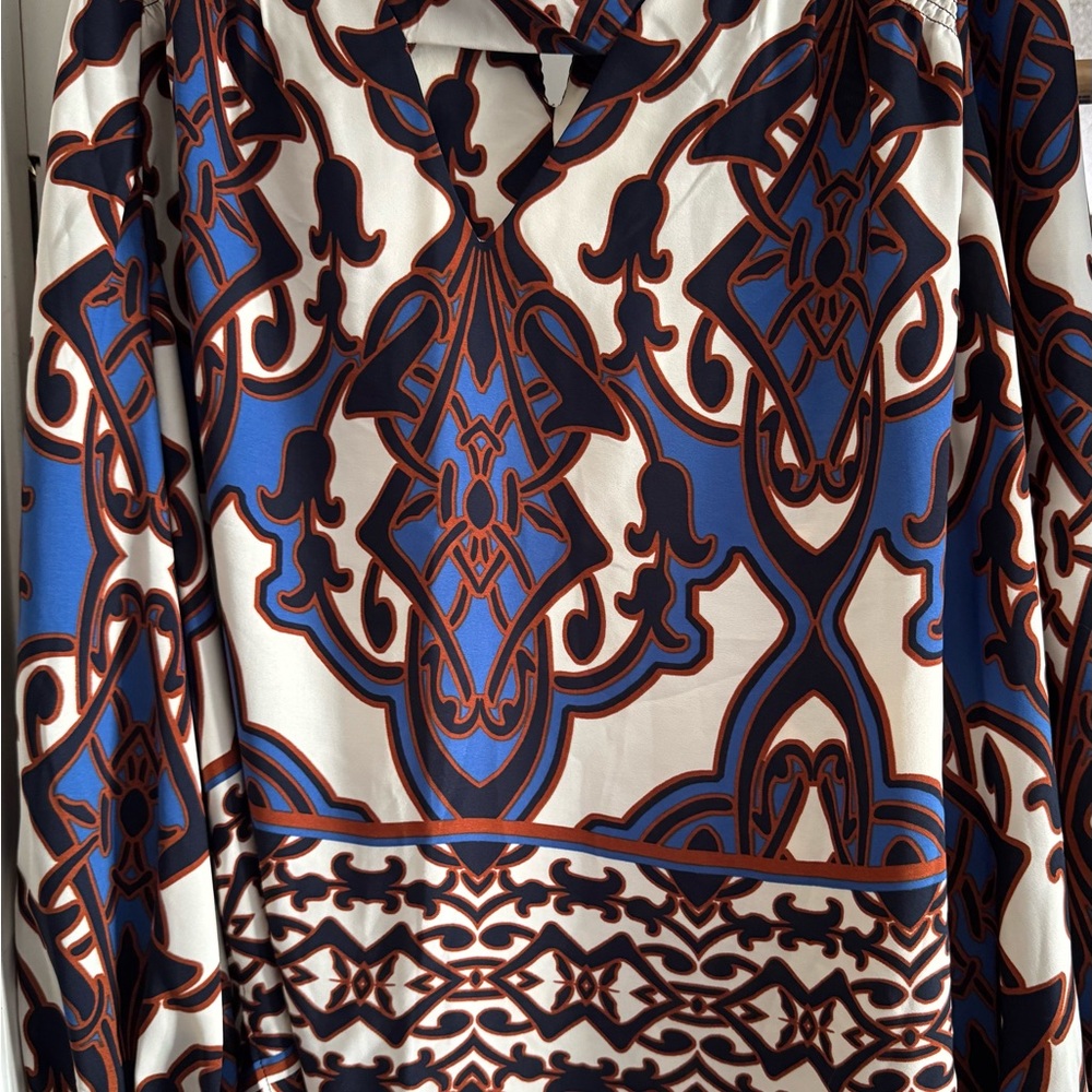 Chico's Black Label Blue and Brown Blouse
